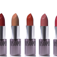 The 9 different shades of ColorEssential Lipstick by Susan Posnick Cosmetics